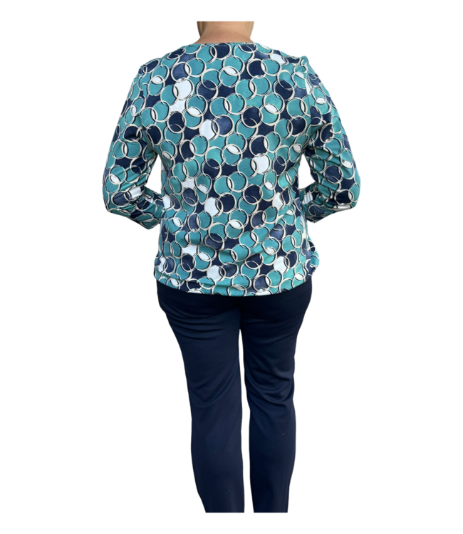 blouson bolletjes print blauw- groen
