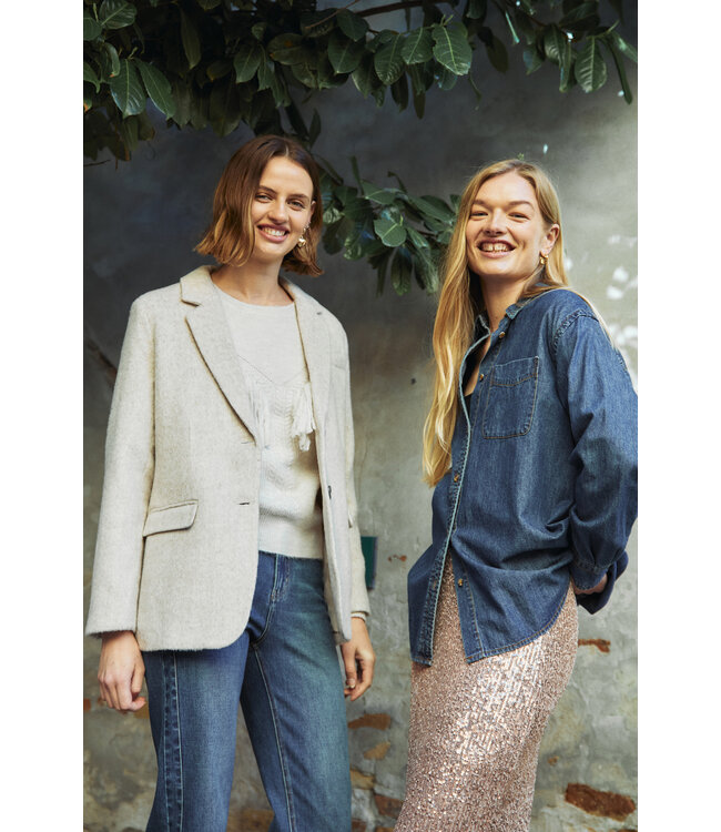 winterjas wol- look beige "Salo"