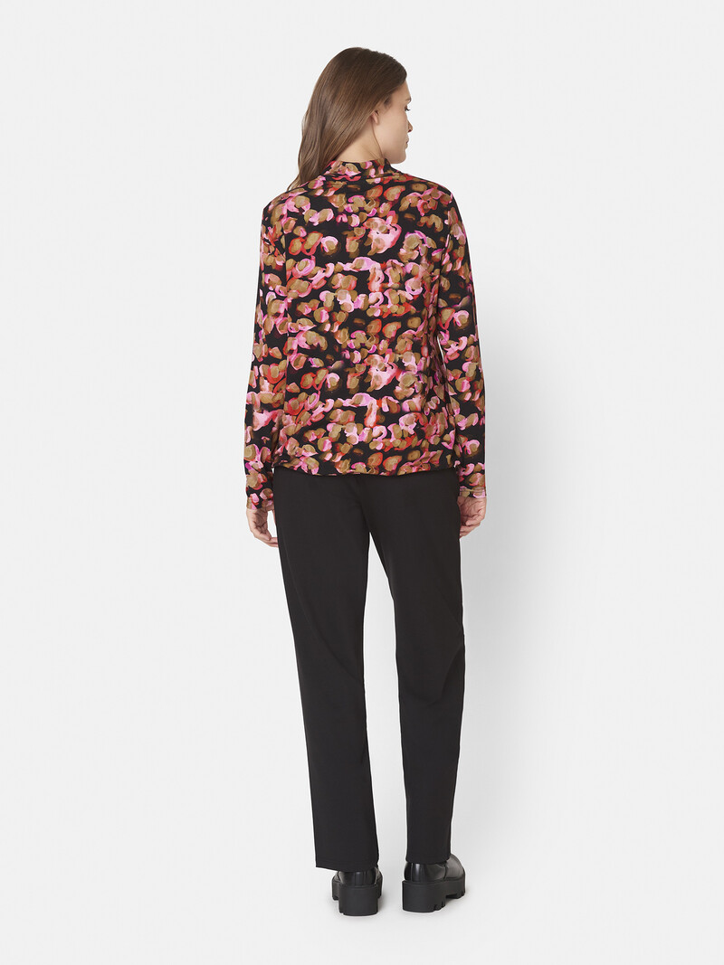 Signature blouson met hangcol en print roze