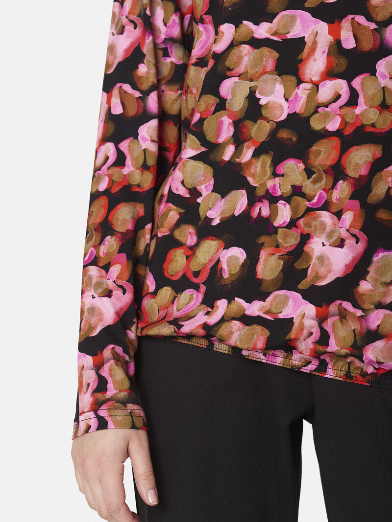 Signature blouson met hangcol en print roze