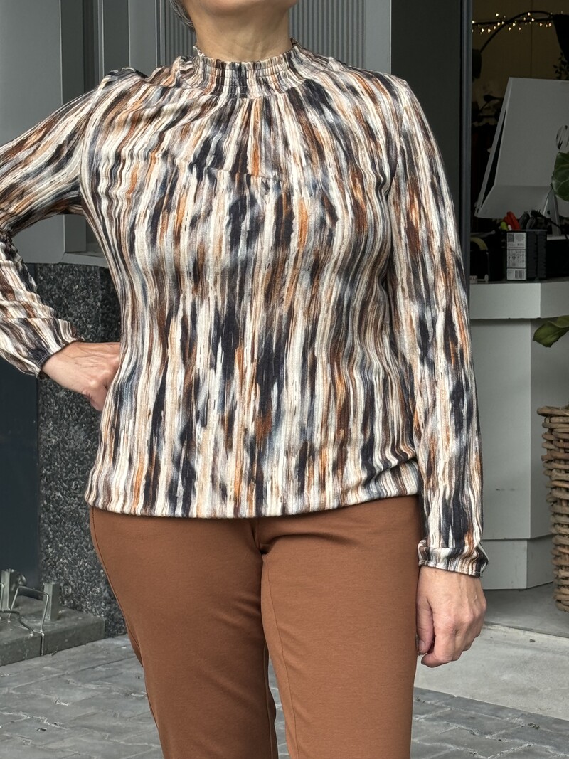 Sensia blouson shirt (geruwd) streep beige