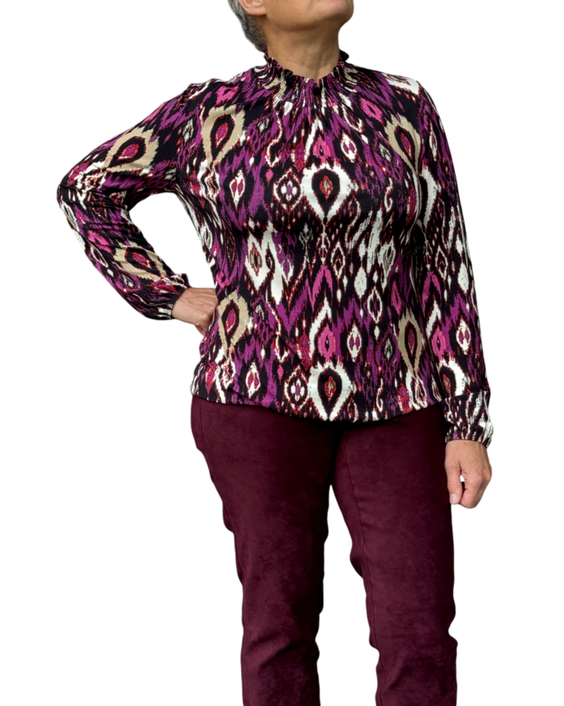 Sensia blouson shirt paisley print fuchsia