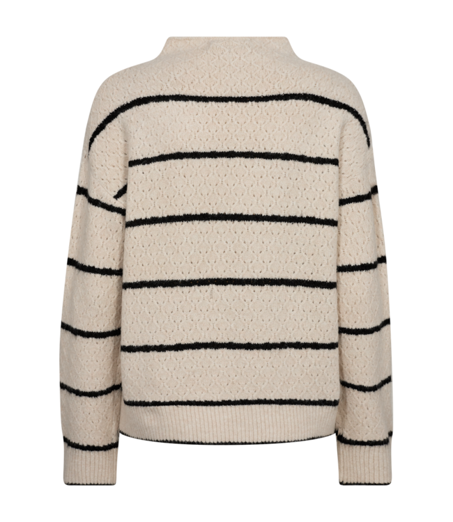 dames trui turtle en streep beige- zwart