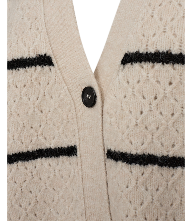 dames vest streep beige- zwart