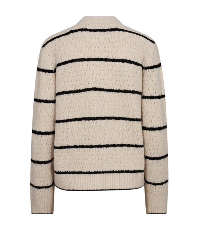 dames vest streep beige- zwart