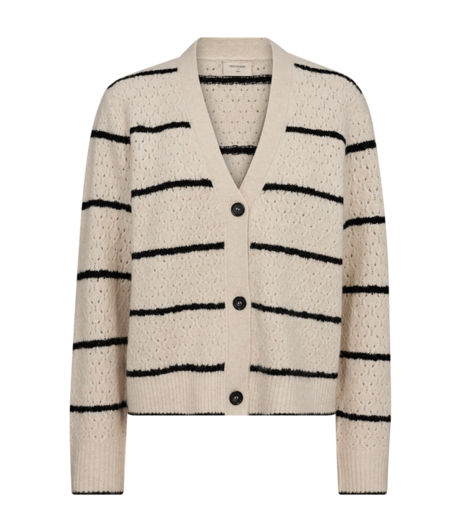 dames vest streep beige- zwart
