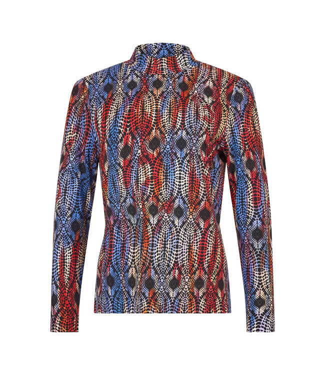 dames shirt turtle kraag fantasy print marine