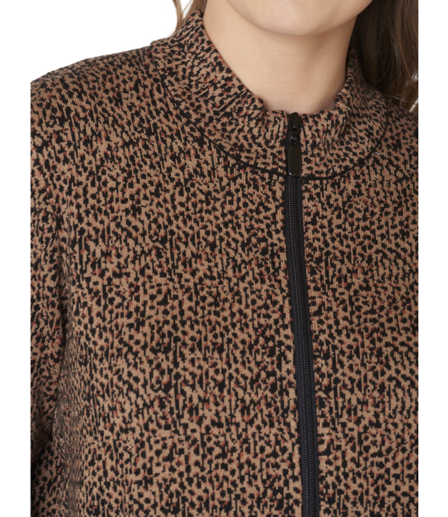 chique dames jasje ritssluiting digitale print camel