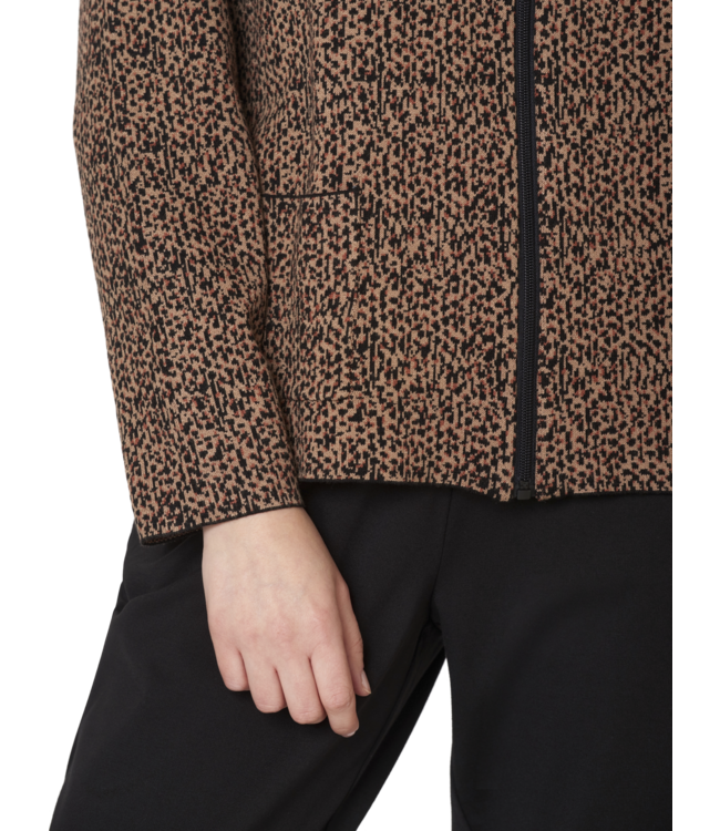 chique dames jasje ritssluiting digitale print camel