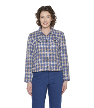 Brandtex. chique dames jasje blok- motief blauw