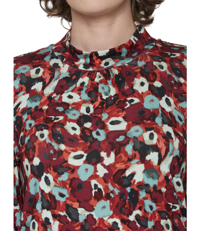 shirt met turtel en fantasy print koraal