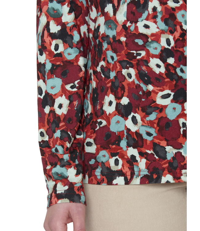 shirt met turtel en fantasy print koraal