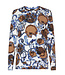 dames shirt met print blauw- bruin