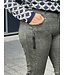 stretch broek raster print groen