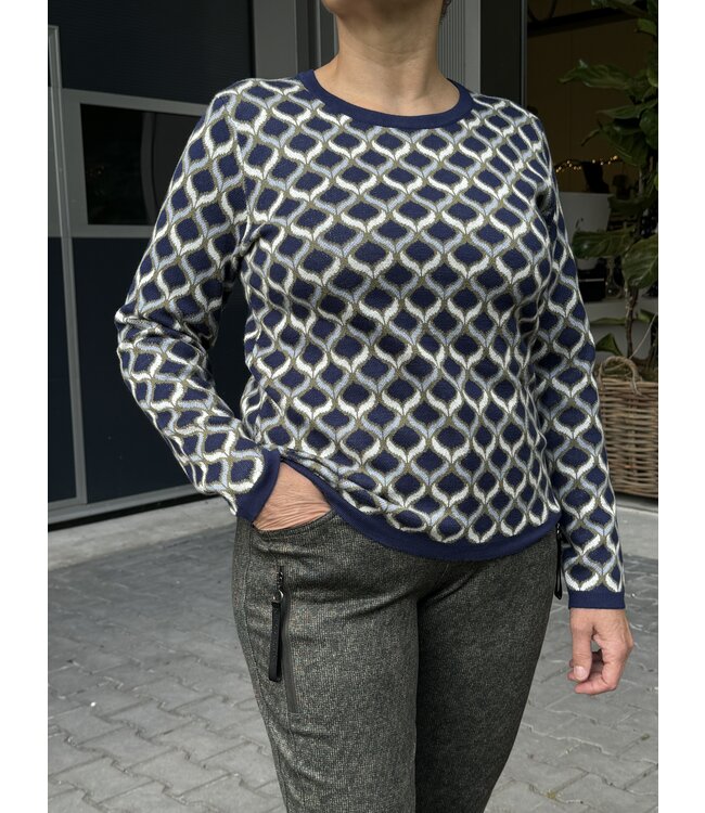 stretch broek raster print groen