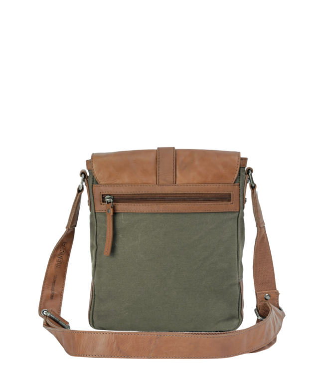 stoere unisex schoudertas in leer en canvas Stefan