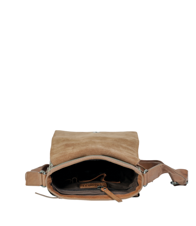 stoere unisex schoudertas in leer en canvas Stefan