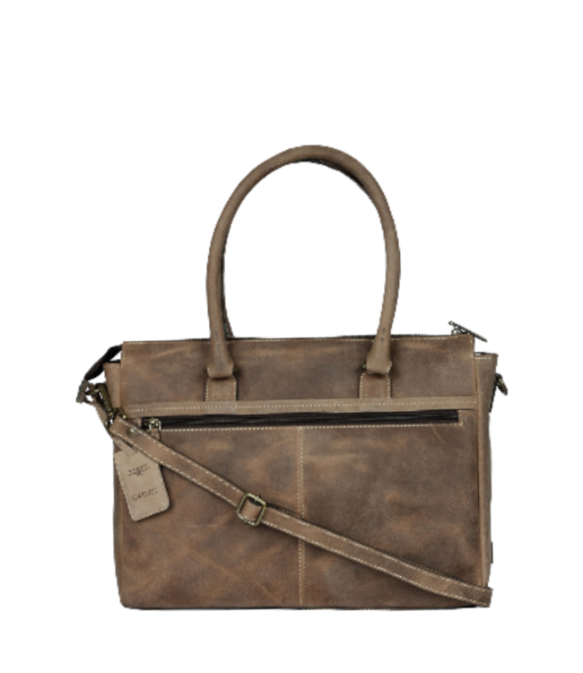 leren laptoptas dames "vintage" buffel leer "Teresa"