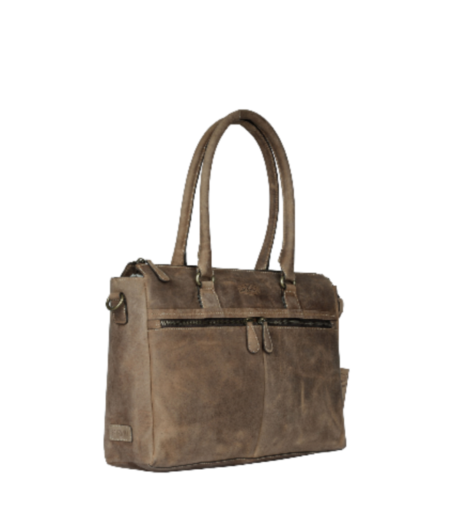 leren laptoptas dames "vintage" buffel leer "Teresa"