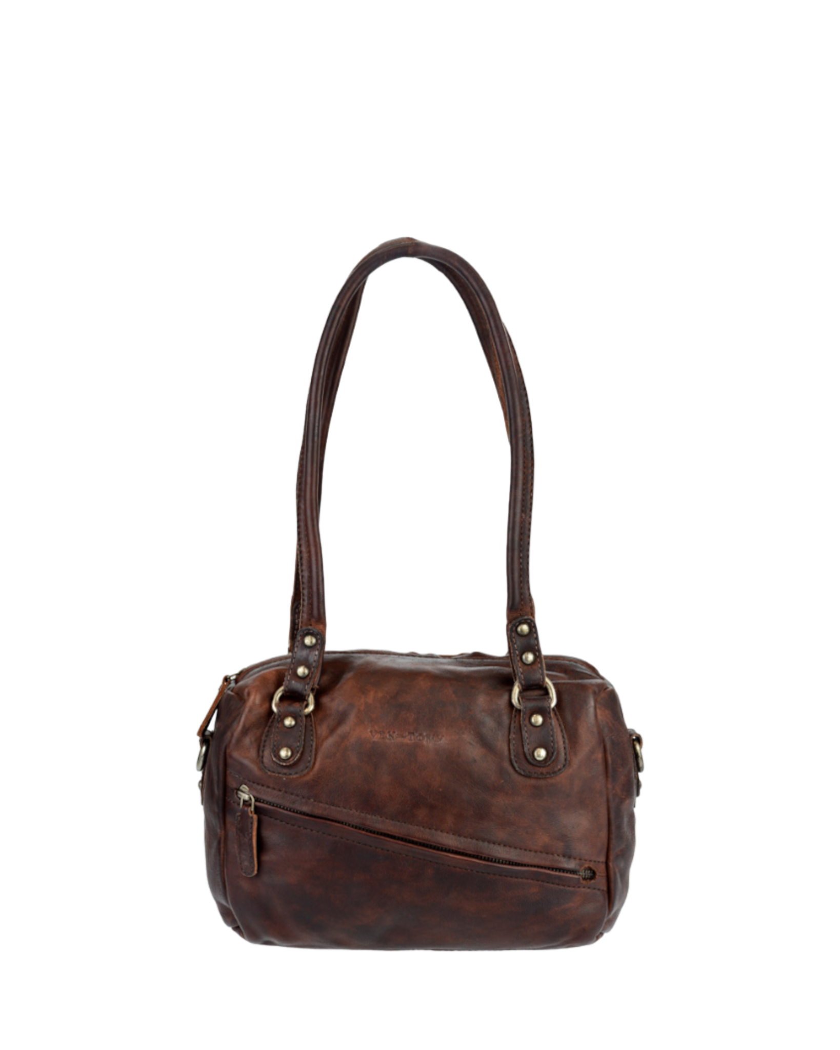 VASCHY Schoudertas, Crossbody Bag Dames Mode Handtas Leather Met Gitaarriem Bruin