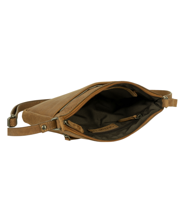 leren schoudertas dames cognac "Aubrey"