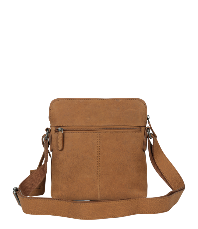 compacte leren schoudertas dames cognac "Alan"