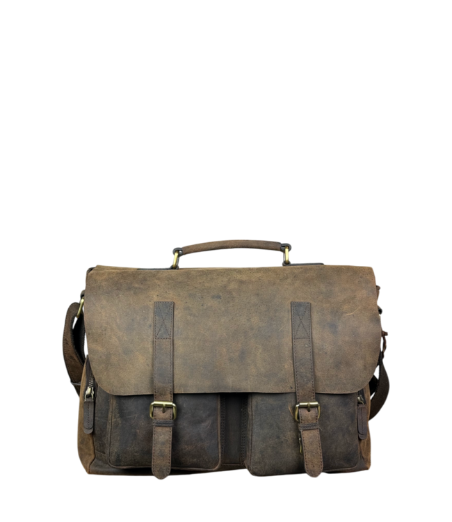 stoere werk en laptoptas buffelleer groot