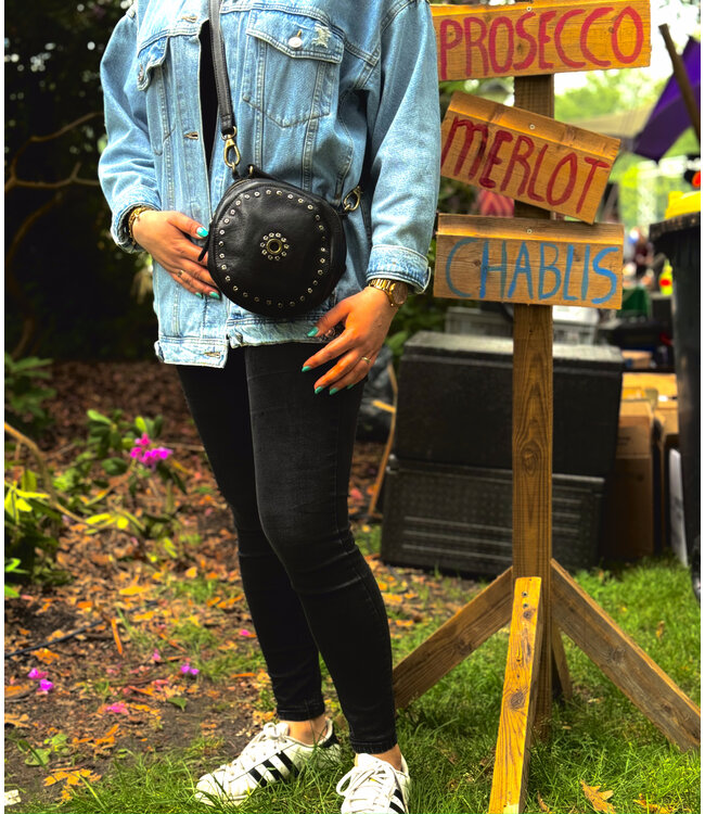 leren dames tas met studs rond