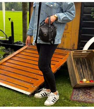 Hill Burry leren dames tas met studs rond Hill Burry
