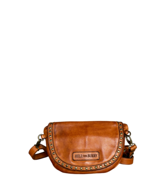 Hill Burry kleine leren schoudertas met studs cognac
