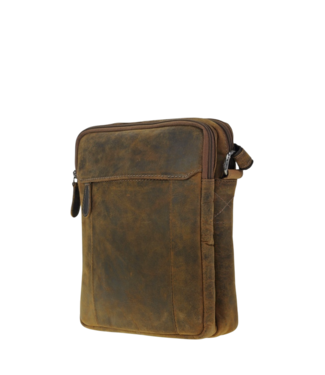 Leather Design compacte leren schoudertas heren hunter- leer