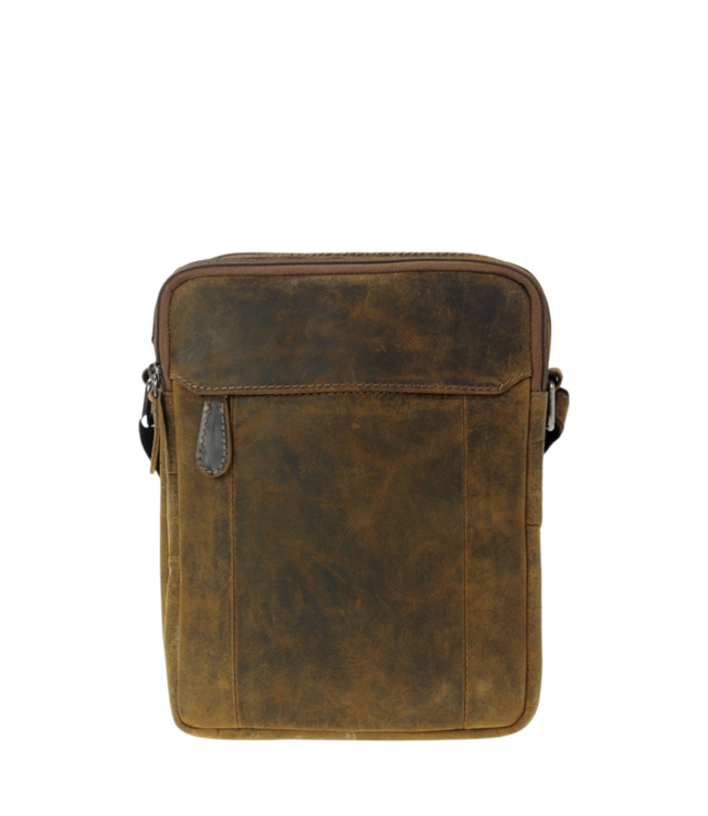 compacte leren schoudertas heren hunter- leer