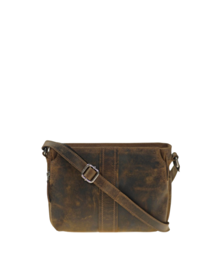Leather Design leren schoudertas dames (2 vakken) hunter- leer