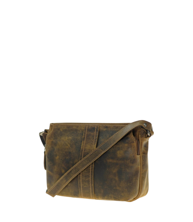 leren schoudertas dames (2 vakken) hunter- leer Leather Design