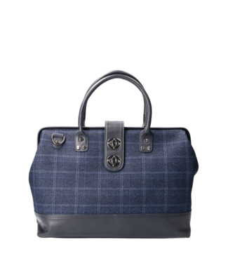 Orange Fire dokterstas van leer en tweed blauw Orange Fire