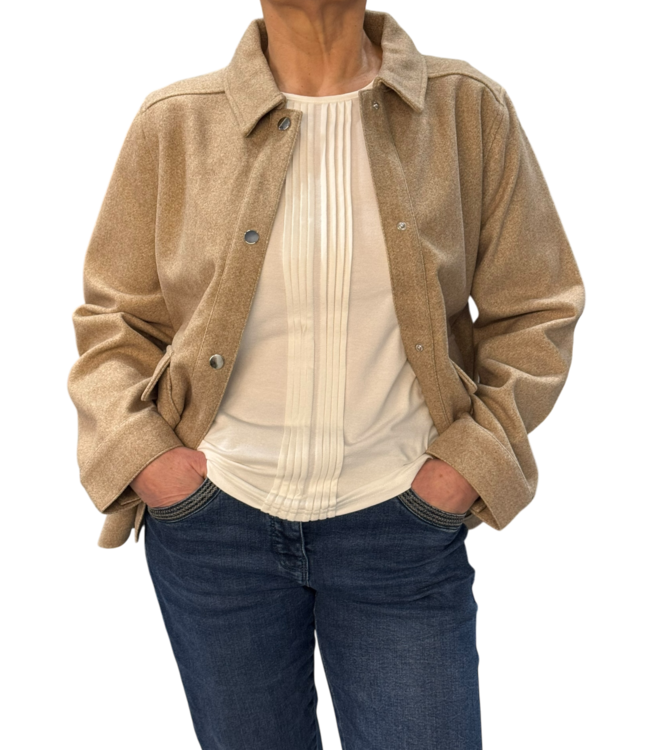 dames shirt met plooitjes 3/4 mouw