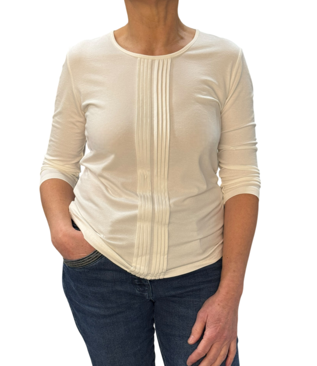 dames shirt met plooitjes 3/4 mouw