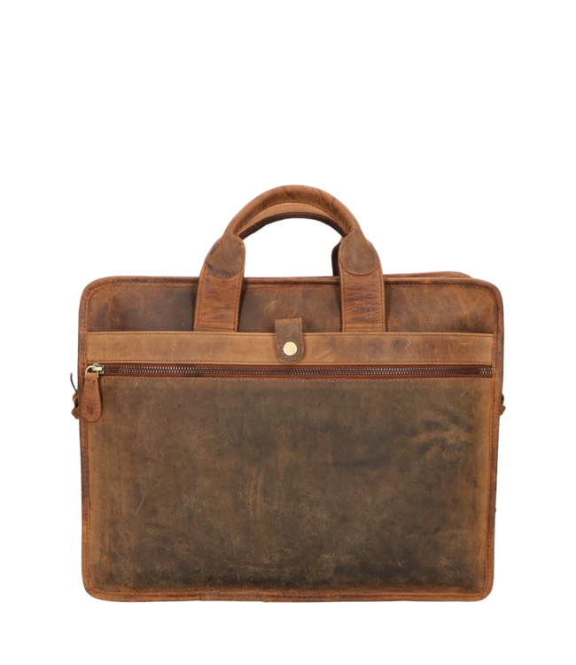 stoere leren laptoptas / messenger tas "Bogart" hunter bruin 15"