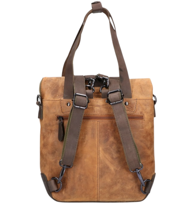 kleine leren dames rugzak canvas hipster Hunter (rolltop)
