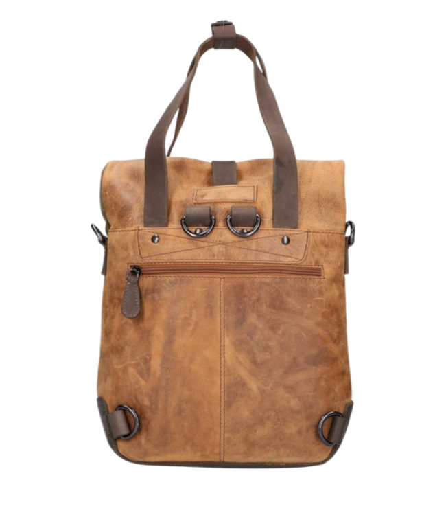 kleine leren dames rugzak canvas hipster Hunter (rolltop)