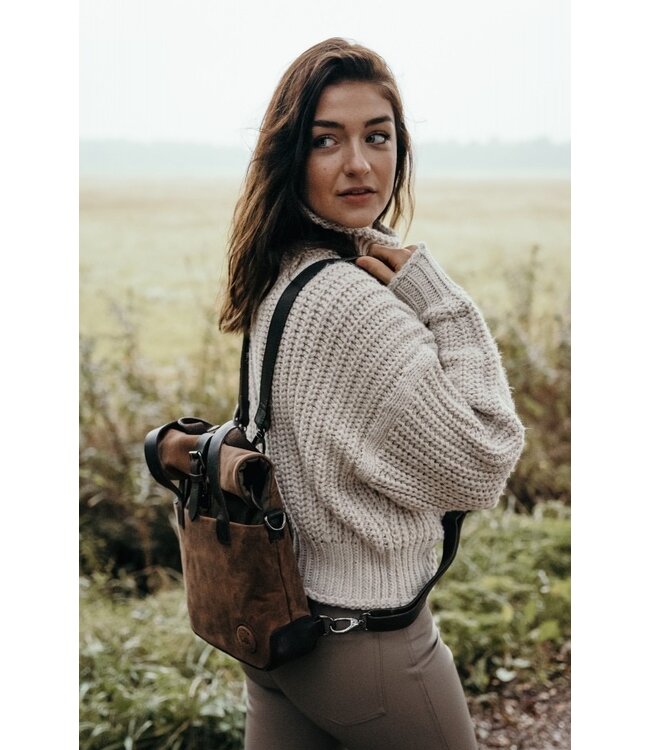 kleine leren dames rugzak canvas hipster Hunter (rolltop)