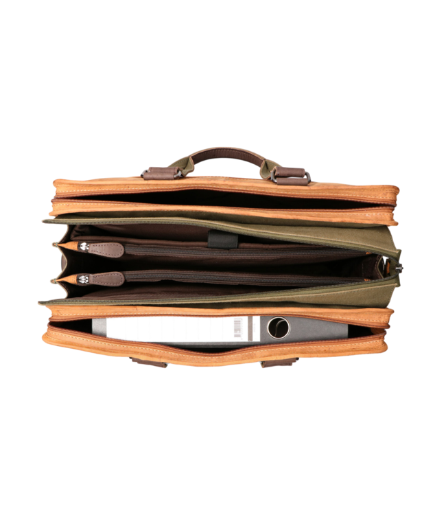 leren werktas "hipster" canvas  XXL