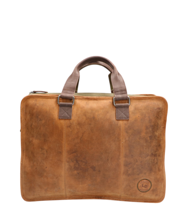 leren werktas "hipster" canvas  XXL