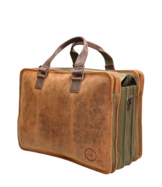 Leather Design leren werktas "hipster" canvas  XXL