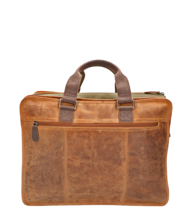 leren werktas "hipster" canvas  XXL