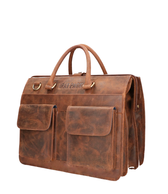 stoere en grote leren laptoptas / dokterstas 15.6 inch