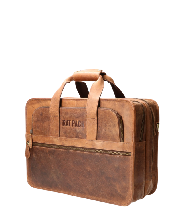 stoere leren laptoptas / messenger tas hunter leer 15"