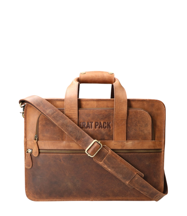 stoere leren laptoptas / messenger tas hunter leer 15"