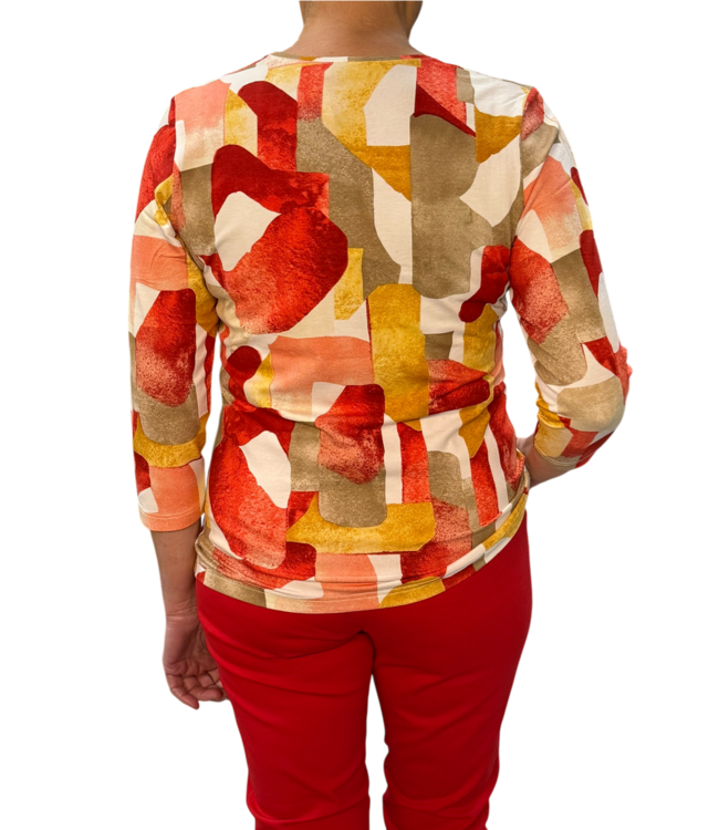 dames t-shirt Escher rood 3/4 mouwlengte