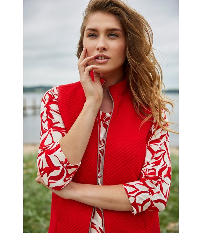 dames gilet met structuur rood